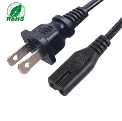 Μαύρο καλώδιο ηλεκτρικής ενέργειας 10A 125V 2 πιν NEMA 1-15P