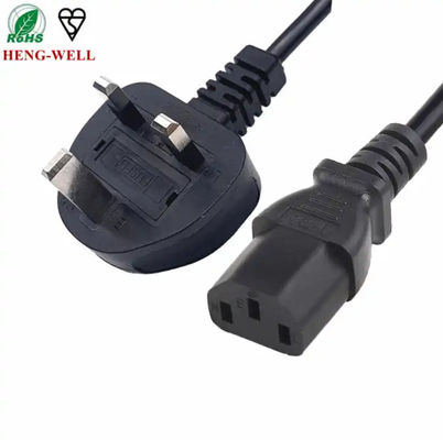Σύνδεσμος ASTA C13 UK Σωλήνας ρεύματος BSI UK Καλώδια Fuse 3 Pin Καταναλωτικό Ηλεκτρονικό 250A 13A καλώδιο ρεύματος