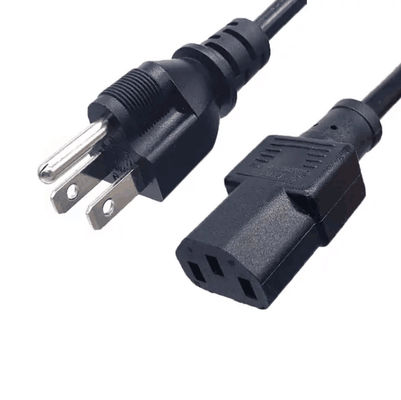 PVC 3 Pin Japan καλώδιο ρεύματος, IEC 320 C13 AC καλώδιο ρεύματος 1.8m Μαύρο προσαρμοσμένο